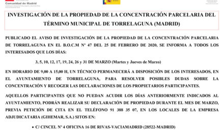 Investigación de la propiedad de la concentración parcelaria del término municipal de Torrelaguna (Madrid)