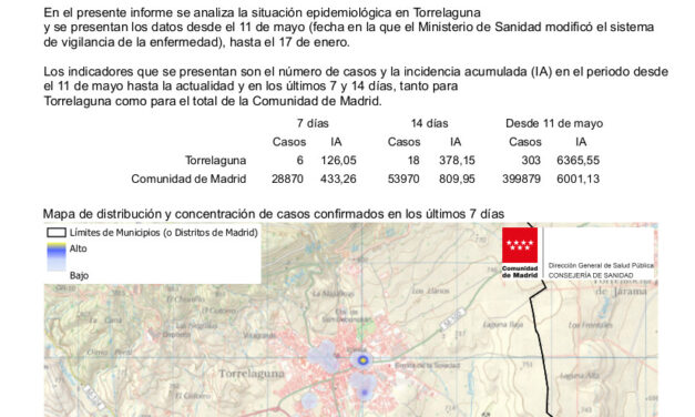 Informe epidemiológico en Torrelaguna a 19 de enero