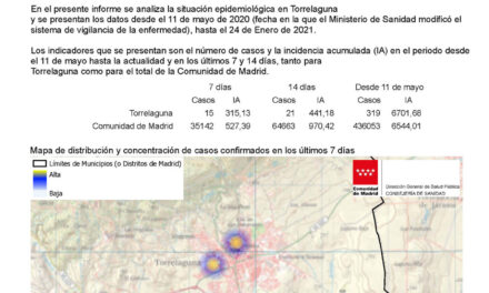 Informe epidemiológico en Torrelaguna a 26 de enero