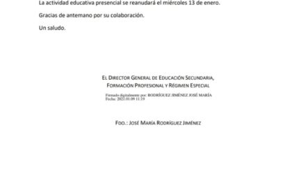 Suspensión de la actividad educativa presencial