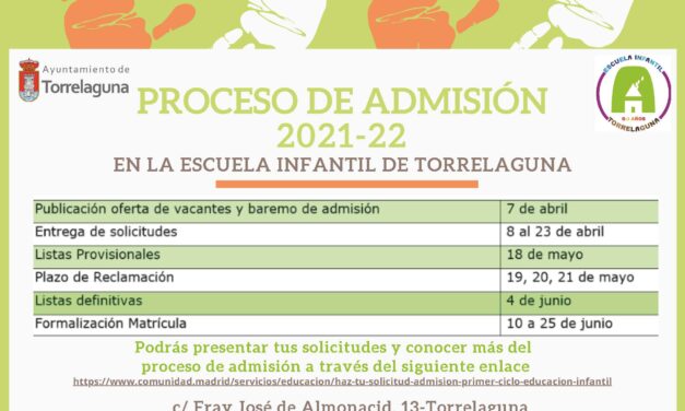 Proceso de admisión de  alumnos y alumnas de la Escuela Infantil de Torrelaguna
