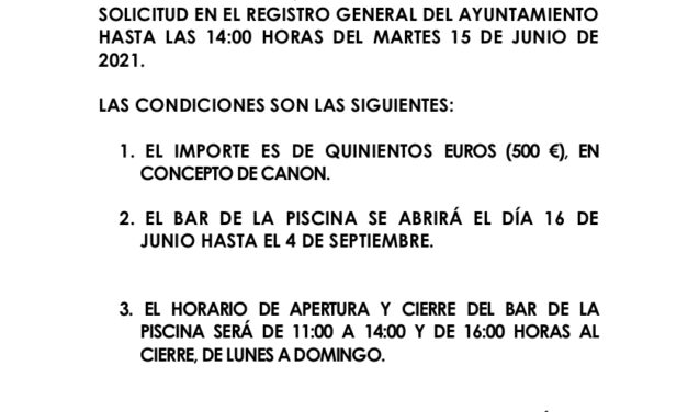 Bando – Gestión del bar de la piscina municipal de verano