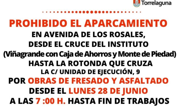 Aviso prohibido aparcar por obras