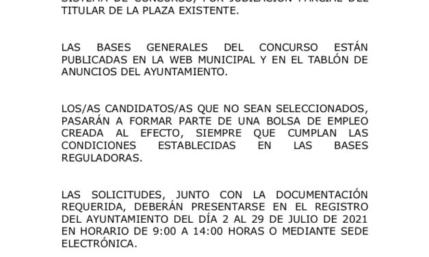 Convocatoria de un puesto de trabajo de Conserje en el Ayuntamiento de Torrelaguna