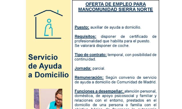 Oferta de empleo: Auxiliar de ayuda a domicilio
