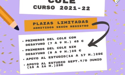 Primeros del cole y apoyo al estudio curso 2021-2022