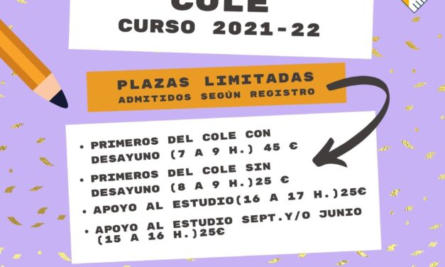 Primeros del cole y apoyo al estudio curso 2021-2022