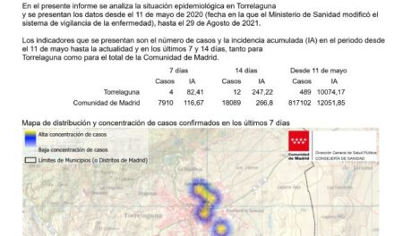 Informe epidemiológico a 31 de agosto en Torrelaguna