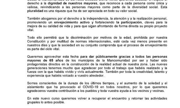Día internacional de las Personas Mayores de 65 años