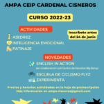 Actividades Extraescolares organizadas por el AMPA del CEIP Cardenal Cisneros, curso 2022-23