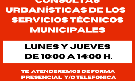 Nuevo horario de atención para Consultas Urbanísticas de los Servicios Técnicos Municipales