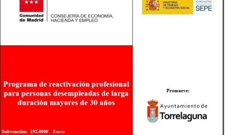 Programa de reactivación profesional para personas desempleadas de larga duración mayores de 30 años de la Consejería de Economía, Hacienda y Empleo de la Comunidad de Madrid y el Servicio Público de Empleo Estatal
