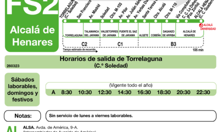 Nuevas líneas de autobuses Torrelaguna-Alcalá de Henares para los fines de semana