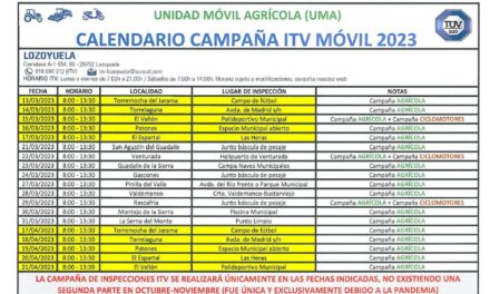 UNIDAD MÓVIL AGRÍCOLA (UMA) Calendario Campaña ITV Móvil 2023