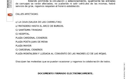 Limitaciones de circulación y estacionamiento por la celebración del Corpus Christi