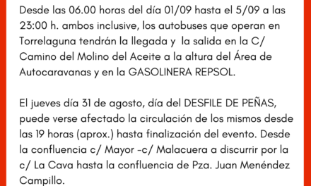 Aviso importante sobre el traslado de las paradas de autobús con motivo de las Fiestas Patronales