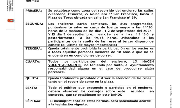 Bando Encierros Taurinos Fiestas Torrelaguna 2024