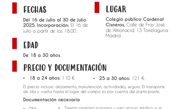 Campo de Voluntariado para Jóvenes en Torrelaguna