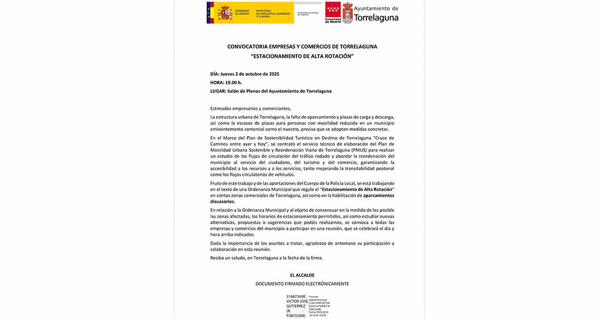 📢 Convocatoria para Empresas y Comercios de Torrelaguna