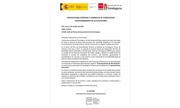 📢 Convocatoria para Empresas y Comercios de Torrelaguna