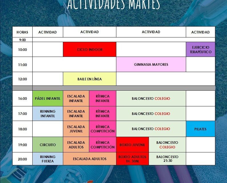 📢 Aviso importante – Cambio en la parrilla de actividades de los martes